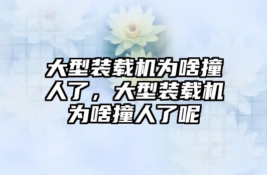 大型裝載機(jī)為啥撞人了，大型裝載機(jī)為啥撞人了呢