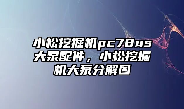 小松挖掘機(jī)pc78us大泵配件，小松挖掘機(jī)大泵分解圖